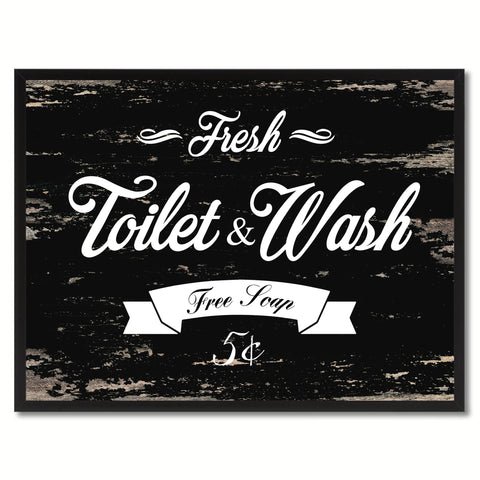 Fresh Toilet & Wash Vintage Sign Black Canvas Print Home Decor Wall Art Gifts Picture Frames