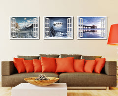 Santa Claus Picture 3D French Window Canvas Print Home Décor Wall Frames