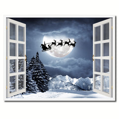 Santa Claus Picture 3D French Window Canvas Print Home Décor Wall Frames