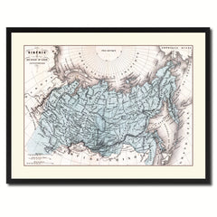 Siberia Russia Vintage Antique Map Wall Art Home Decor Gift Ideas Canvas Print Custom Picture Frame