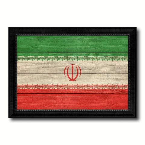 Iran Country Flag Texture Canvas Print with Black Picture Frame Home Decor Wall Art Decoration Collection Gift Ideas