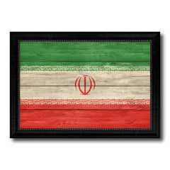 Iran Country Flag Texture Canvas Print with Black Picture Frame Home Decor Wall Art Decoration Collection Gift Ideas