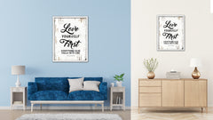 Love Yourself First Everything Else Falls Into Line Vintage Saying Gifts Home Decor Wall Art Canvas Print with Custom Picture Frame