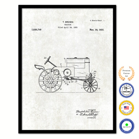 1931 Tractor Old Patent Art Print on Canvas Custom Framed Vintage Home Decor Wall Decoration Great for Gifts
