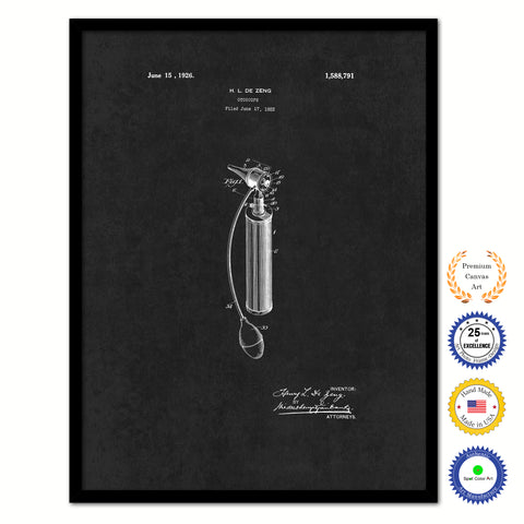 1926 Doctor Otoscope Tool Vintage Patent Artwork Black Framed Canvas Home Office Decor Great for Doctor Paramedic Surgeon Hospital Medical Student