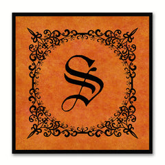 Alphabet S Orange Canvas Print Black Frame Kids Bedroom Wall Décor Home Art