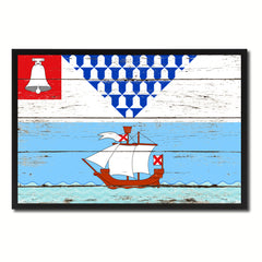 Belfast City Maine State Flag Vintage Canvas Print with Black Picture Frame Home Decor Wall Art Collectible Decoration Artwork Gifts