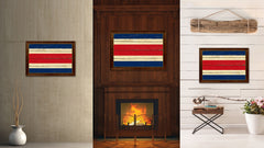 Costa Rica Country Flag Vintage Canvas Print with Brown Picture Frame Home Decor Gifts Wall Art Decoration Artwork