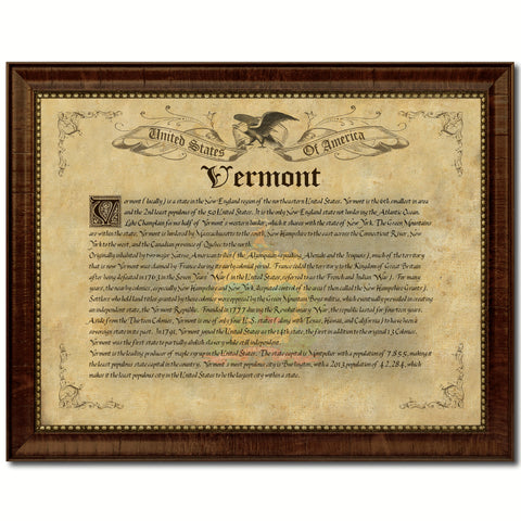 Vermont Vintage History Flag Canvas Print, Picture Frame Gift Ideas Home Décor Wall Art Decoration
