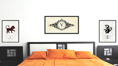 Alphabet Letter V White Canvas Print, Black Custom Frame