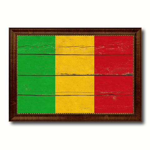 Mali Country Flag Vintage Canvas Print with Brown Picture Frame Home Decor Gifts Wall Art Decoration Artwork