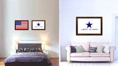 Liberty or Death Flag Goliad Texas Battle Independence Military Flag Canvas Print with Brown Picture Frame Home Decor Wall Art Gift Ideas