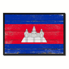 Cambodia Country National Flag Vintage Canvas Print with Picture Frame Home Decor Wall Art Collection Gift Ideas