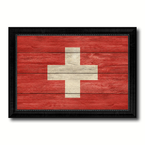 Switzerland Country Flag Texture Canvas Print with Black Picture Frame Home Decor Wall Art Decoration Collection Gift Ideas