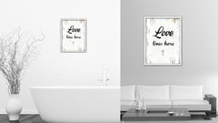 Love Lives Here Vintage Saying Gifts Home Decor Wall Art Canvas Print with Custom Picture Frame