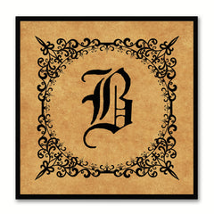 Alphabet B Brown Canvas Print Black Frame Kids Bedroom Wall Décor Home Art