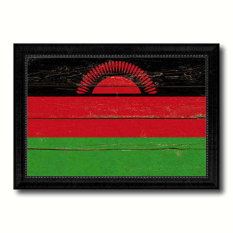 Malawi Country Flag Vintage Canvas Print with Black Picture Frame Home Decor Gifts Wall Art Decoration Artwork