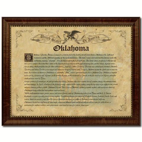 Oklahoma State Vintage Map Gifts Home Decor Wall Art Office Decoration