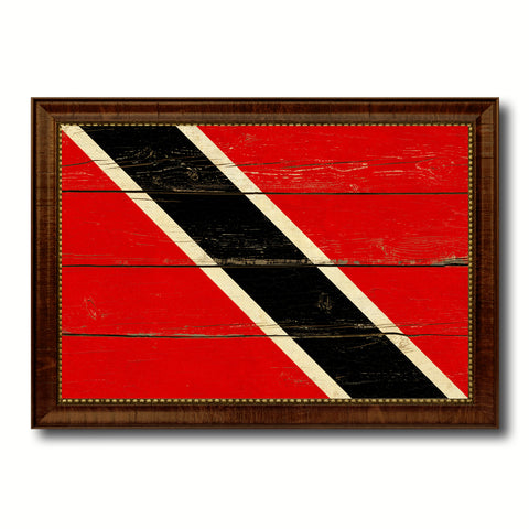Trinidad & Tobago Country Flag Vintage Canvas Print with Brown Picture Frame Home Decor Gifts Wall Art Decoration Artwork