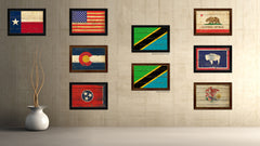 Tanzania Country Flag Vintage Canvas Print with Brown Picture Frame Home Decor Gifts Wall Art Decoration Artwork