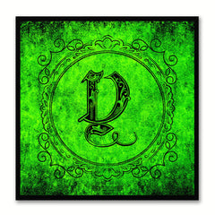 Alphabet Y Green Canvas Print Black Frame Kids Bedroom Wall Décor Home Art