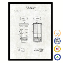 1878 Dessert Maker Old Patent Art Print on Canvas Custom Framed Vintage Home Decor Wall Decoration Great for Gifts