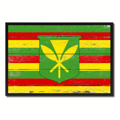 Kanaka Maoli City Hawaii State Flag Vintage Canvas Print with Black Picture Frame Home Decor Wall Art Collectible Decoration Artwork Gifts