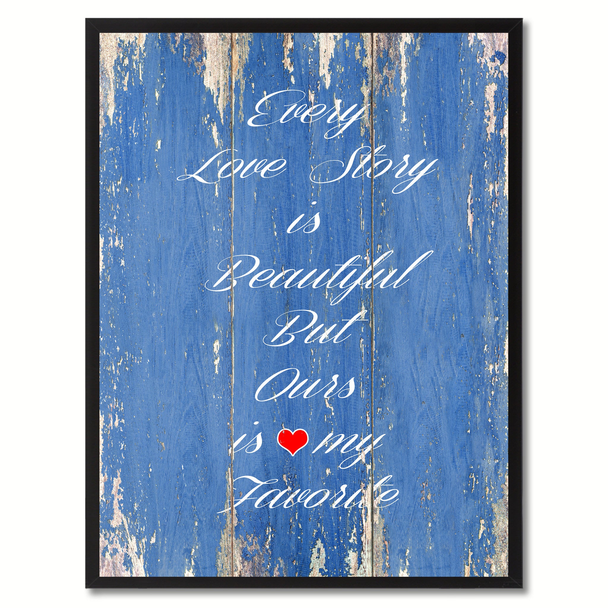 Every Love Story Is Beautiful Saying Canvas Print, Black Picture Frame Home Decor Wall Art Gifts