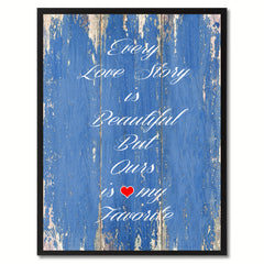 Every Love Story Is Beautiful Saying Canvas Print, Black Picture Frame Home Decor Wall Art Gifts