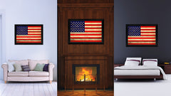 American Flag Vintage Canvas Print with Black Picture Frame Home Decor Man Cave Wall Art Collectible Decoration Artwork Gifts