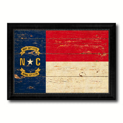 North Carolina State Vintage Flag Canvas Print with Black Picture Frame Home Decor Man Cave Wall Art Collectible Decoration Artwork Gifts