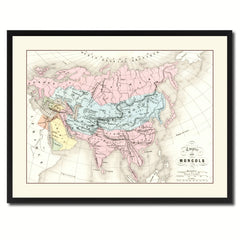 Mongolian Empire Asia Vintage Antique Map Wall Art Home Decor Gift Ideas Canvas Print Custom Picture Frame