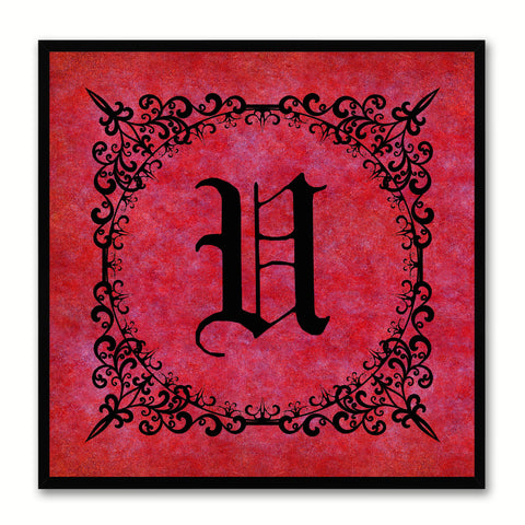 Alphabet U Red Canvas Print Black Frame Kids Bedroom Wall Décor Home Art