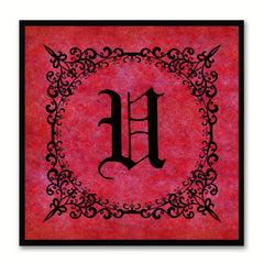 Alphabet U Red Canvas Print Black Frame Kids Bedroom Wall Décor Home Art