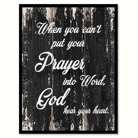 When you can't put your prayer into word god hear your heart Religious Quote Saying Canvas Print with Picture Frame Home Decor Wall Art