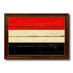 Yemen Country Flag Vintage Canvas Print with Brown Picture Frame Home Decor Gifts Wall Art Decoration Artwork