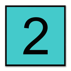 Number 2 Aqua Canvas Print Black Frame Kids Bedroom Wall Décor Home Art