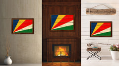 Seychelles Country Flag Vintage Canvas Print with Brown Picture Frame Home Decor Gifts Wall Art Decoration Artwork