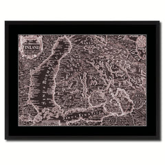 Finland Centuries Vintage Vivid Sepia Map Canvas Print, Picture Frames Home Decor Wall Art Decoration Gifts