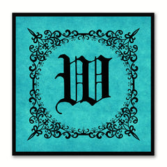 Alphabet W Aqua Canvas Print Black Frame Kids Bedroom Wall Décor Home Art