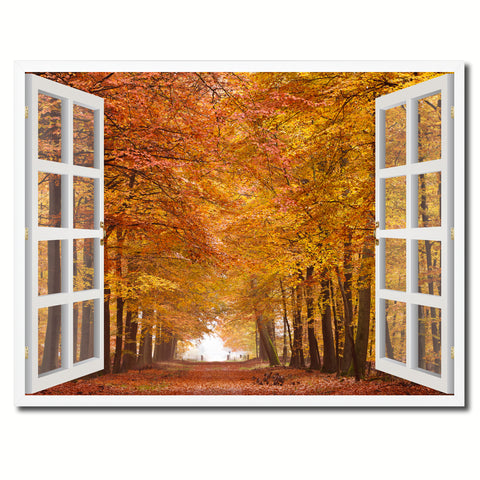 Coastal Golf Course Picture French Window Framed Canvas Print Home Decor Wall Art Collection