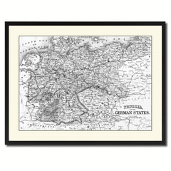 Prussia Germany Vintage B&W Map Canvas Print, Picture Frame Home Decor Wall Art Gift Ideas