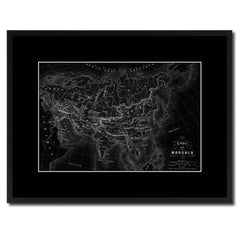 Mongolian Empire Asia Vintage Monochrome Map Canvas Print, Gifts Picture Frames Home Decor Wall Art