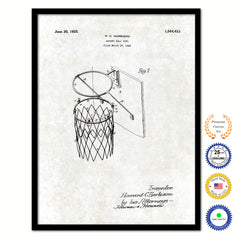 1925 Basketball Goal Old Patent Art Print on Canvas Custom Framed Vintage Home Decor Wall Decoration Great for Gifts