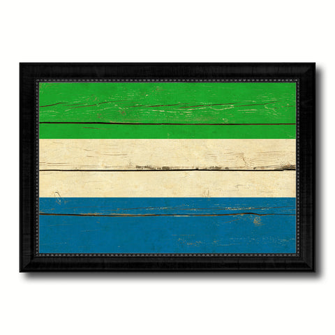 Sierra Leone Country Flag Vintage Canvas Print with Black Picture Frame Home Decor Gifts Wall Art Decoration Artwork