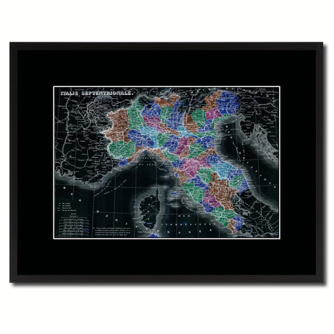 North Italy Vintage Vivid Color Map Canvas Print, Picture Frame Home Decor Wall Art Office Decoration Gift Ideas