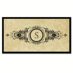 Alphabet Letter S Brown Canvas Print, Black Custom Frame