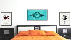 Alphabet Letter Z Auqa Canvas Print, Black Custom Frame