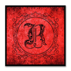 Alphabet R Red Canvas Print Black Frame Kids Bedroom Wall Décor Home Art