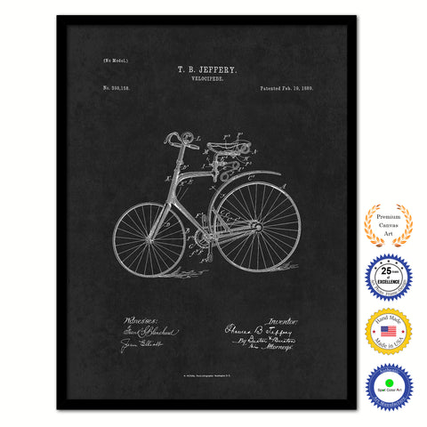 1889 Velocipede Old Patent Art Print on Canvas Custom Framed Vintage Home Decor Wall Decoration Great for Gifts